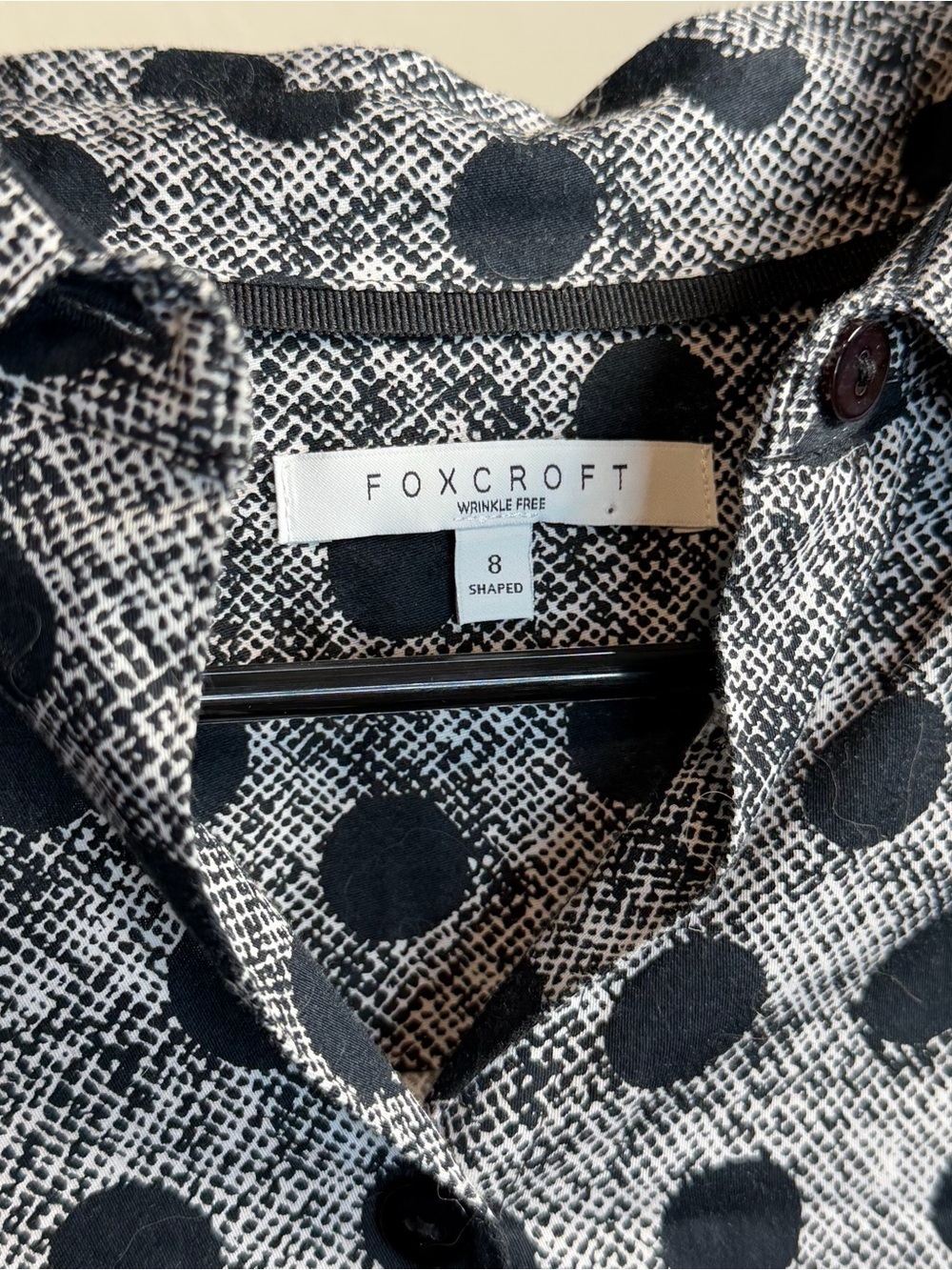 Foxcroft Wrinkle Free Black & White Polka Dot Button-Down Blouse - Picture 3 of 7
